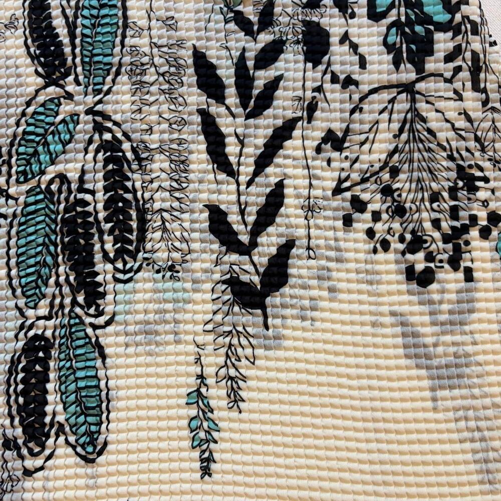 Vintage 90s Nicola Floral Crinkle Tank Top Size M Blue Black - Picture 3 of 5